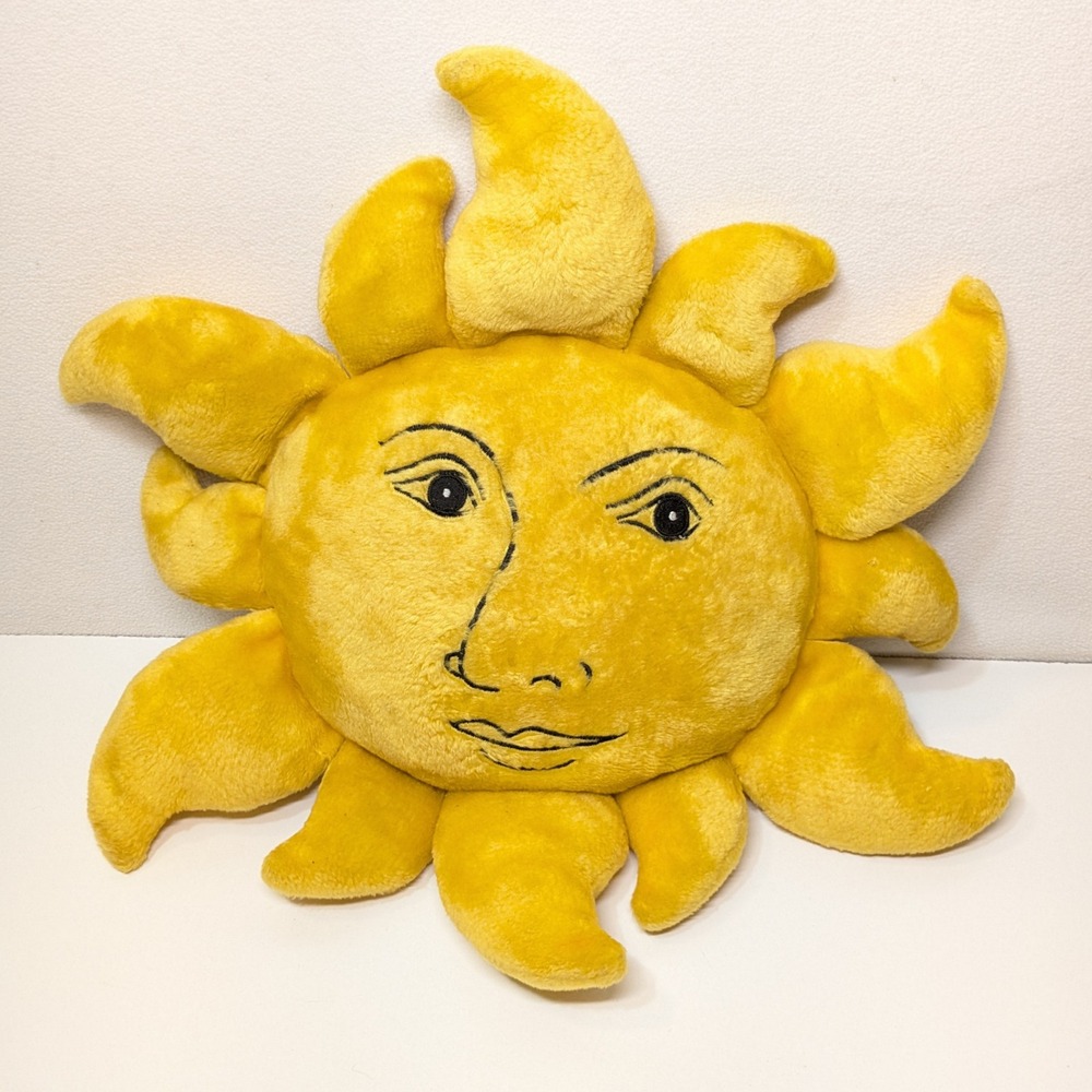 VTG 90s Salamander Graphix Celestial Sun Face Plush Pillow Whimsigoth Yellow